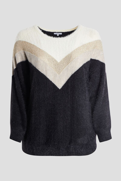 Pull manches longues noir femme grande taille