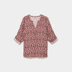Blouse col tunisien manches 3/4 fluide marron chocolat femme grande taille