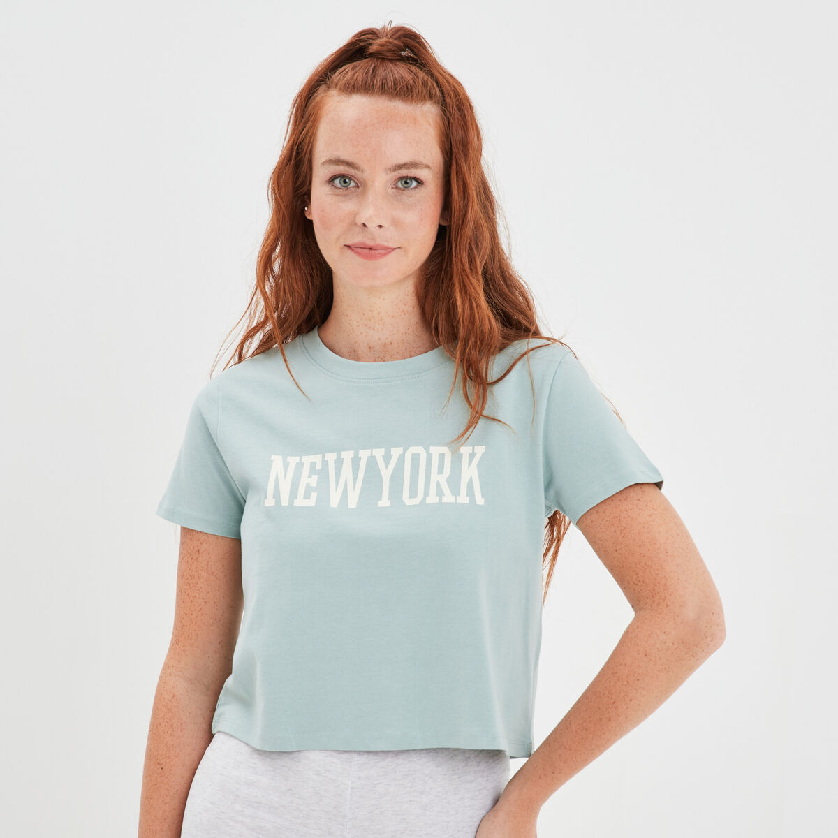 T-shirt manches courtes vert femme