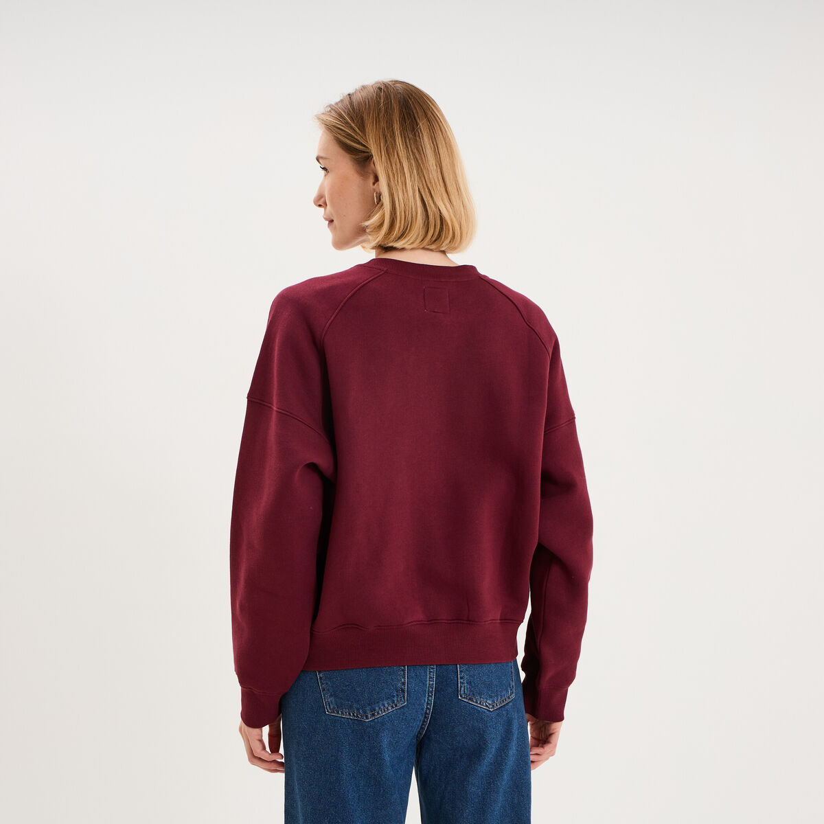 Sweat oversize logo NAF NAF brod&eacute; bordeaux femme