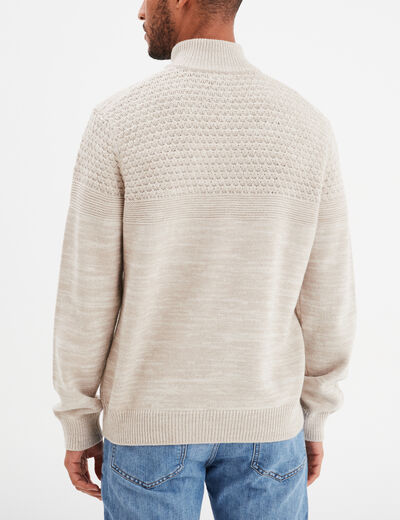 Pull col camionneur zippé Creeks gris clair homme