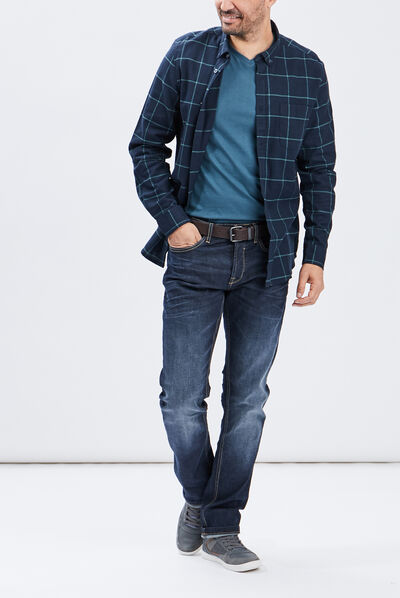 Jeans regular ceinturé denim stone homme