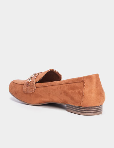 Mocassins plats suède marron femme