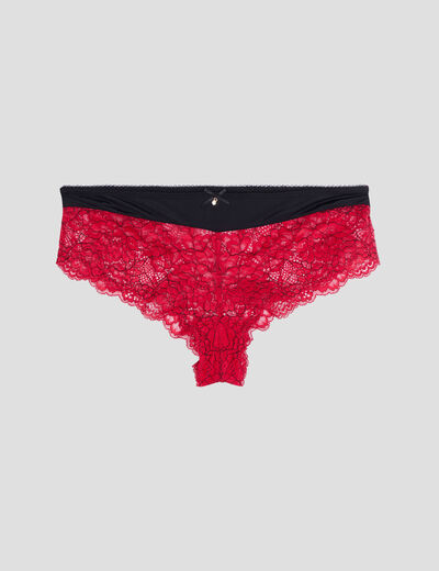 Shorty en micro dentelle rouge femme