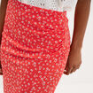 Jupe courte taille &eacute;lastiqu&eacute;e stretch rouge coquelicot femme