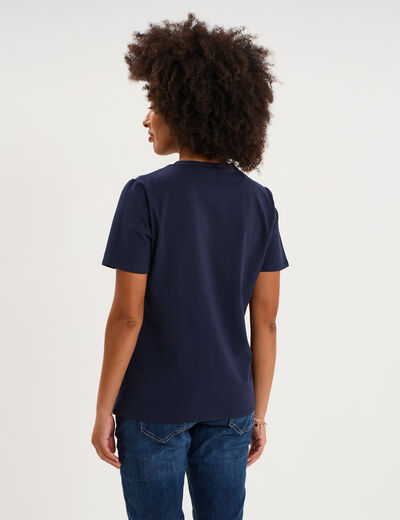 T-shirt manches courtes allaitement bleu marine femme maternit&eacute;