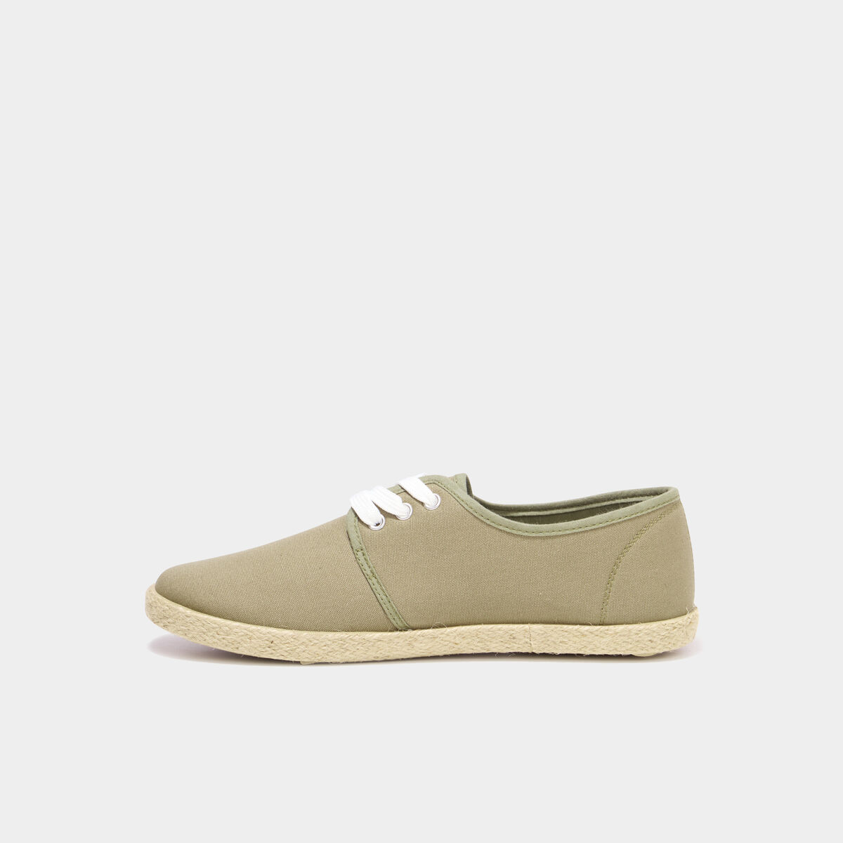 Derbies en toile &agrave; lacets vert kaki femme