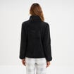 Veste effet polaire col montant noir femme