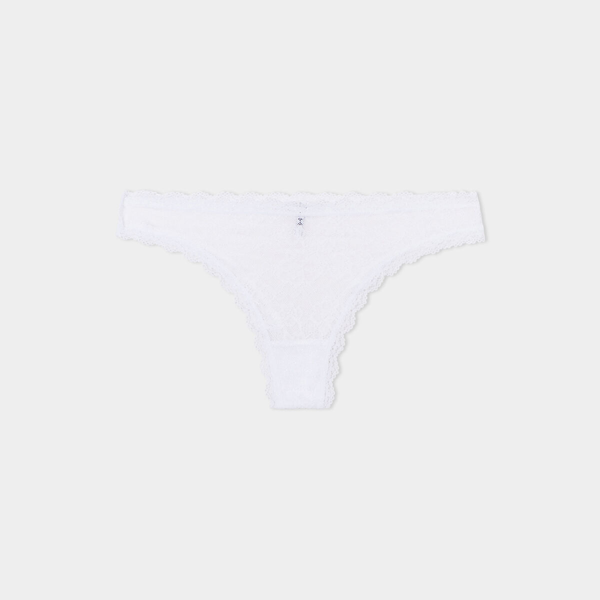 Tanga en dentelle doublure coton blanc femme
