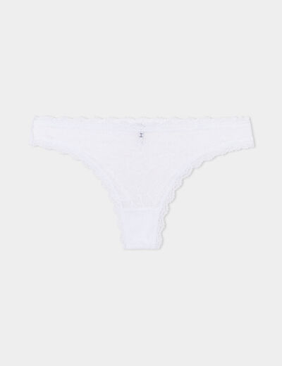 Tanga en dentelle doublure coton blanc femme