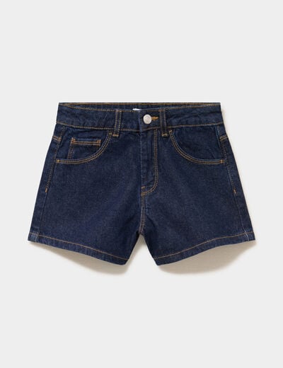Short en jean taille ajustable coton denim brut fille