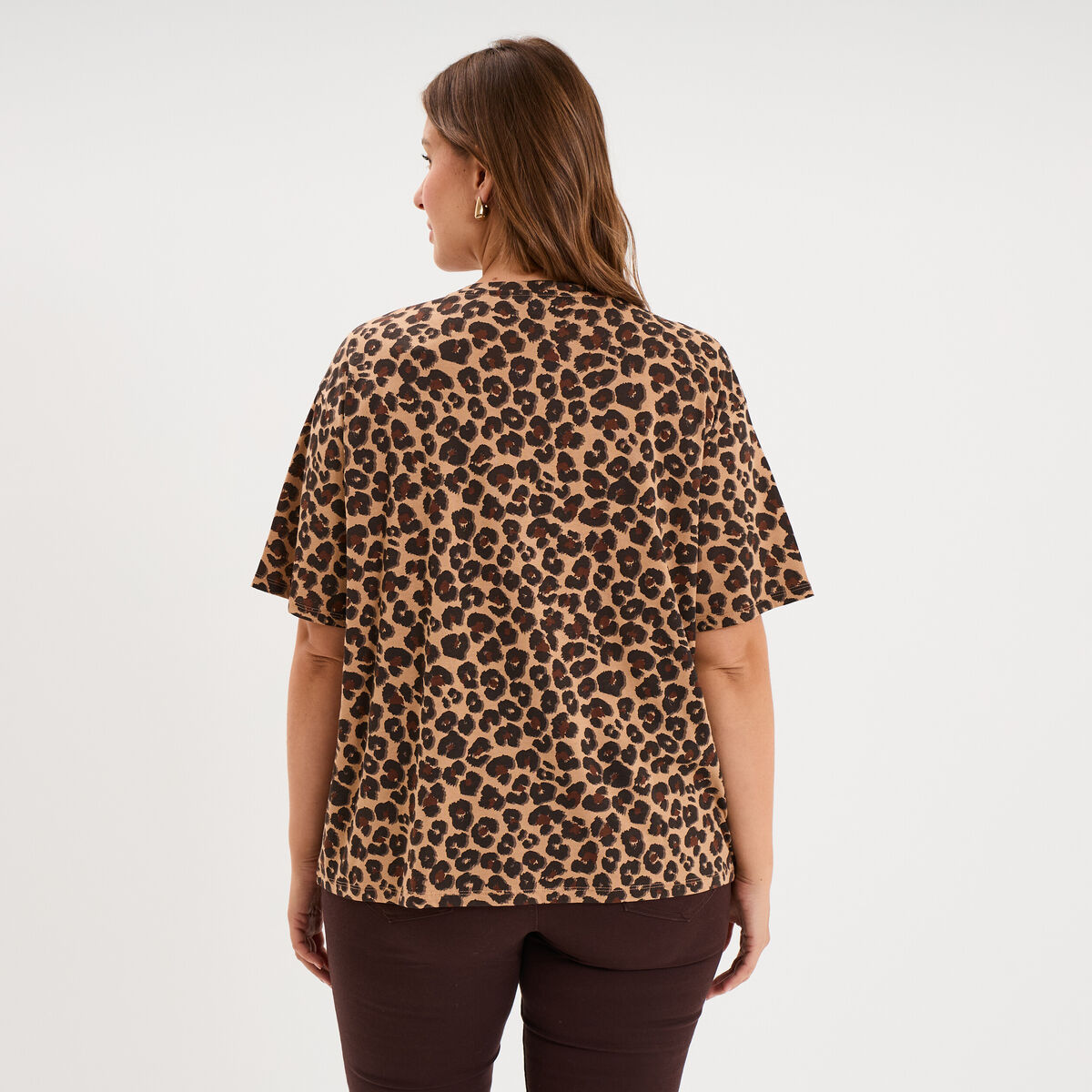 T-shirt col rond manches courtes coton ficelle femme grande taille