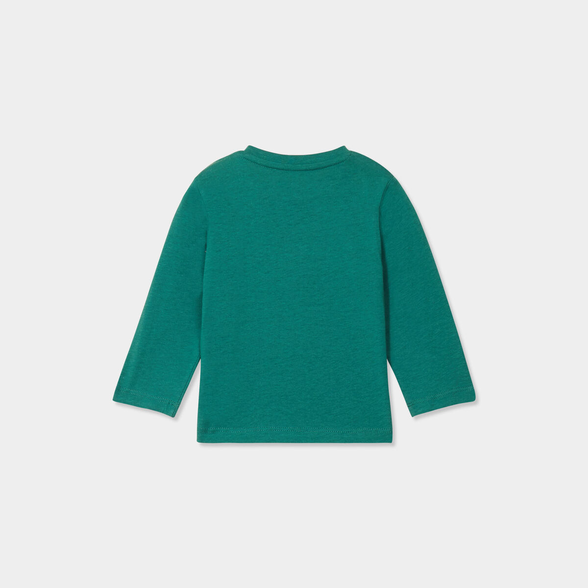 T-shirt No&euml;l coton manches longues vert b&eacute;b&eacute; gar&ccedil;on