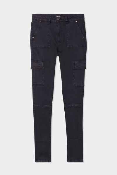 Pantalon cargo skinny 7/8ème Liberto noir femme