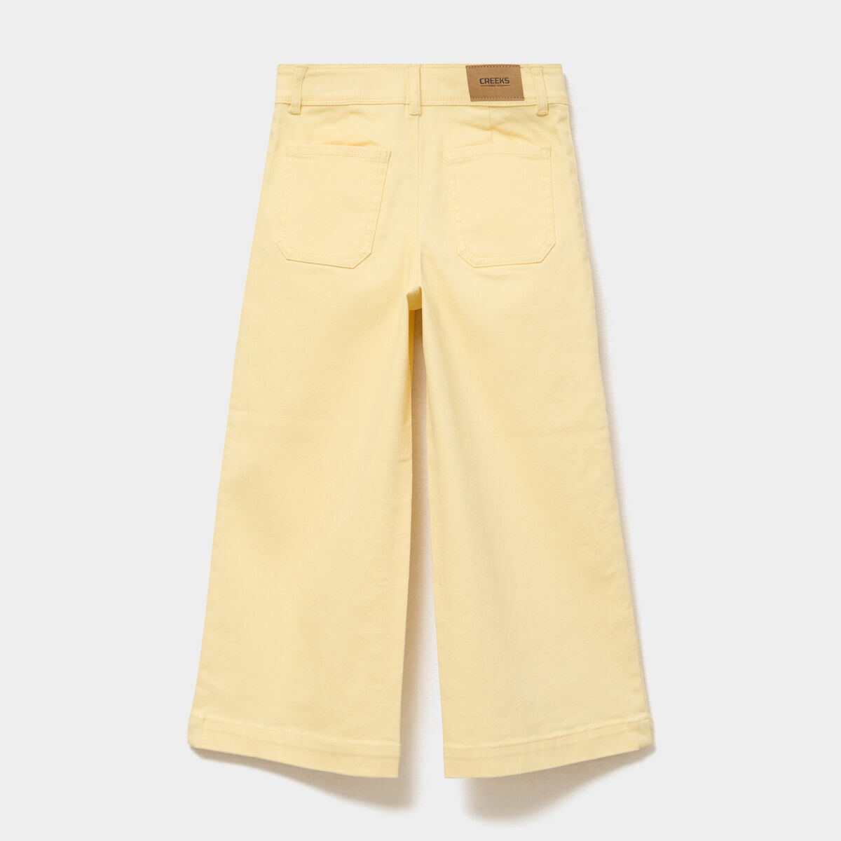 Pantalon large coton stretch jaune pastel fille