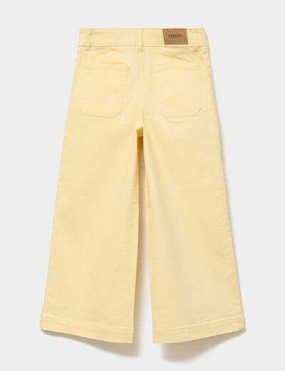 Pantalon large coton stretch jaune pastel fille