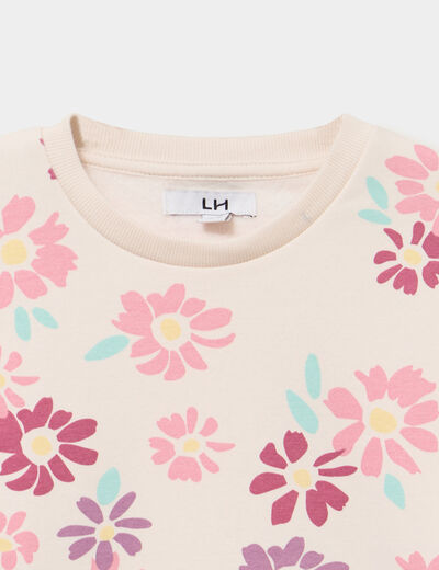 Sweat col rond manches longues beige fille