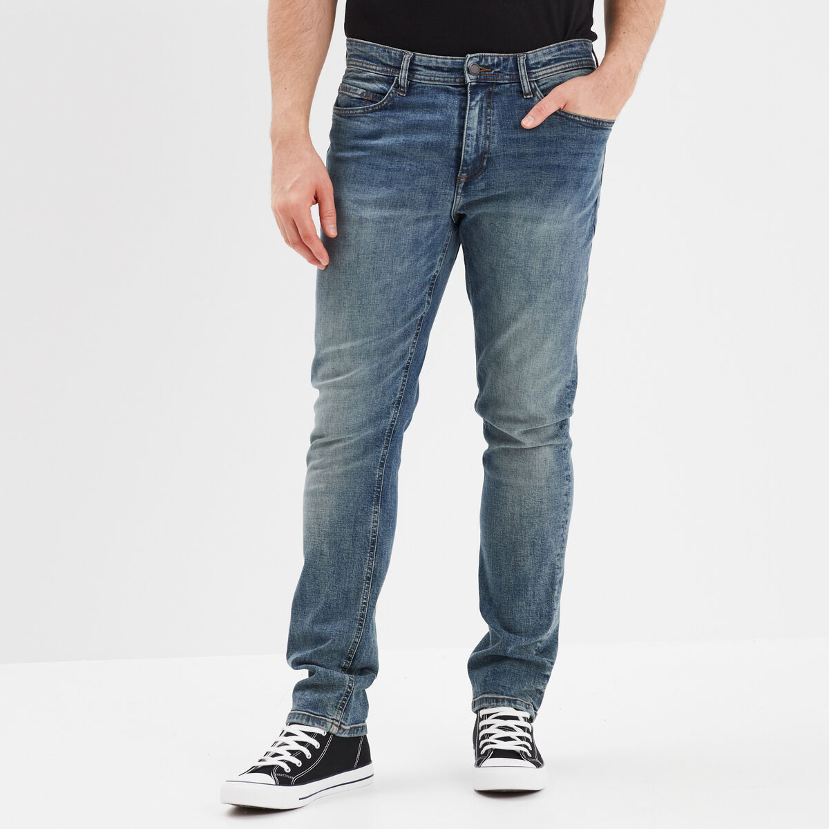 Jeans straight 5 poches Liberto denim dirty homme