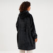 Poncho plaid effet velours &agrave; capuche gris fonc&eacute; femme