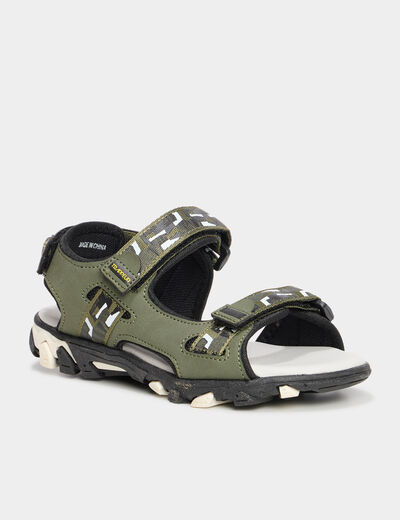 Sandales avec scratchs vert kaki garçon