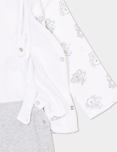 Ensemble naissance 2 pièces coton blanc bébé garçon