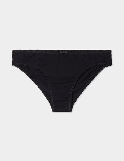 Culotte en coton avec dentelle noir femme