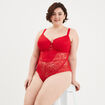 Body en dentelle avec la&ccedil;age rouge femme grande taille