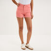 Short en jean slim coton stretch rose vif femme