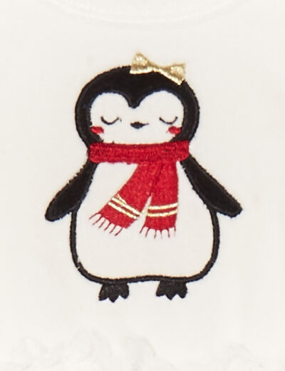 Dors-bien Noël manches longues boutonné ivoire bébé fille