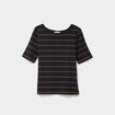 T-shirt col rond manches courtes coton noir femme