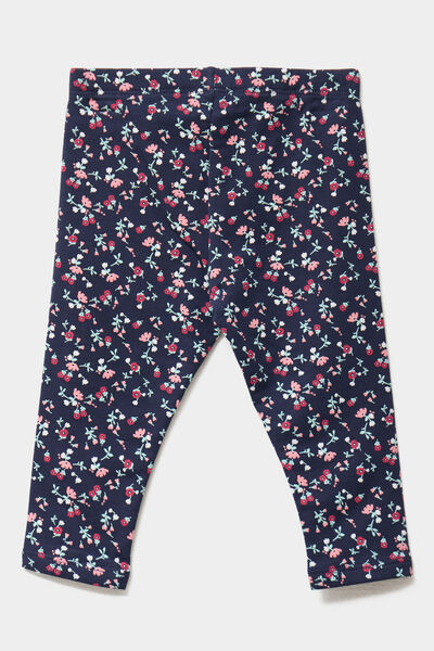 Legging doubl&eacute; taille &eacute;lastiqu&eacute;e bleu marine b&eacute;b&eacute; fille
