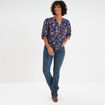 Blouse col tunisien manches 3/4 coton marron femme