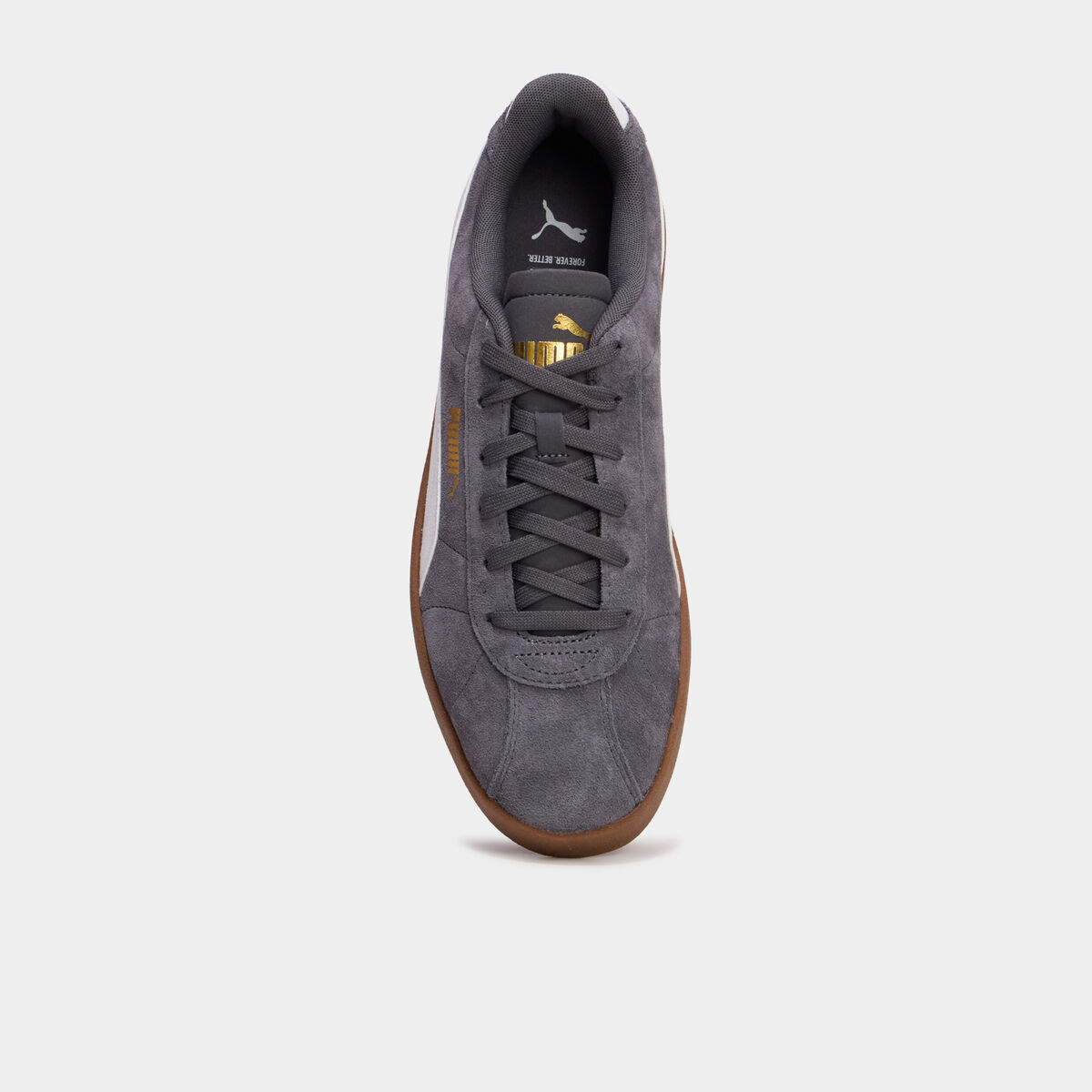 Baskets &agrave; lacets en cuir Puma Club II gris fonc&eacute; homme