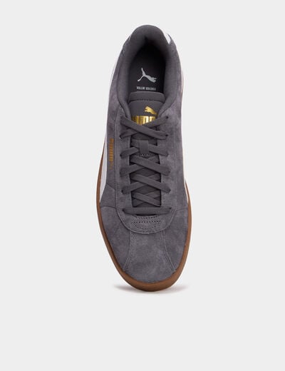 Baskets &agrave; lacets en cuir Puma Club II gris fonc&eacute; homme
