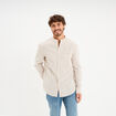 Chemise col mao lin m&eacute;lang&eacute; gris clair homme