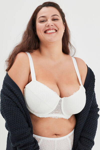 Soutien-gorge emboîtant à dentelle Izzie blanc femme grande taille