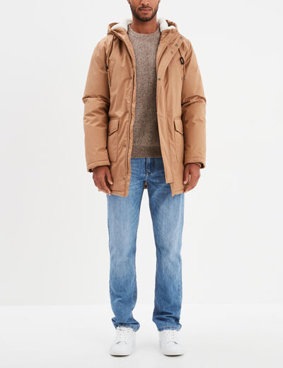 Pull col rond à manches longues taupe homme