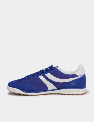 Tennis basses &agrave; lacets bleu homme