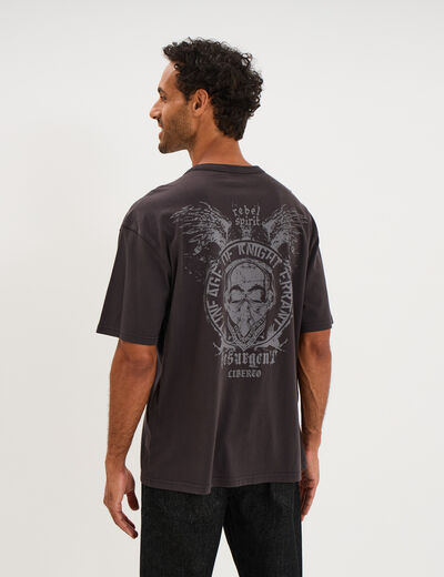 T-shirt 1 poche manches courtes coton gris fonc&eacute; homme