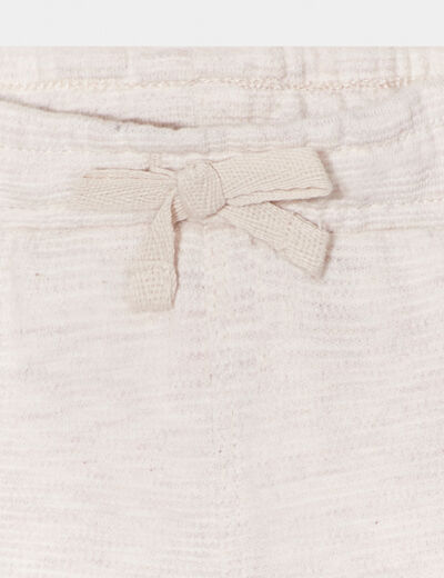 Short avec noeud taille élastiquée coton beige bébé garçon