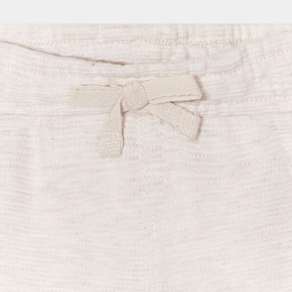 Short avec noeud taille élastiquée coton beige bébé garçon