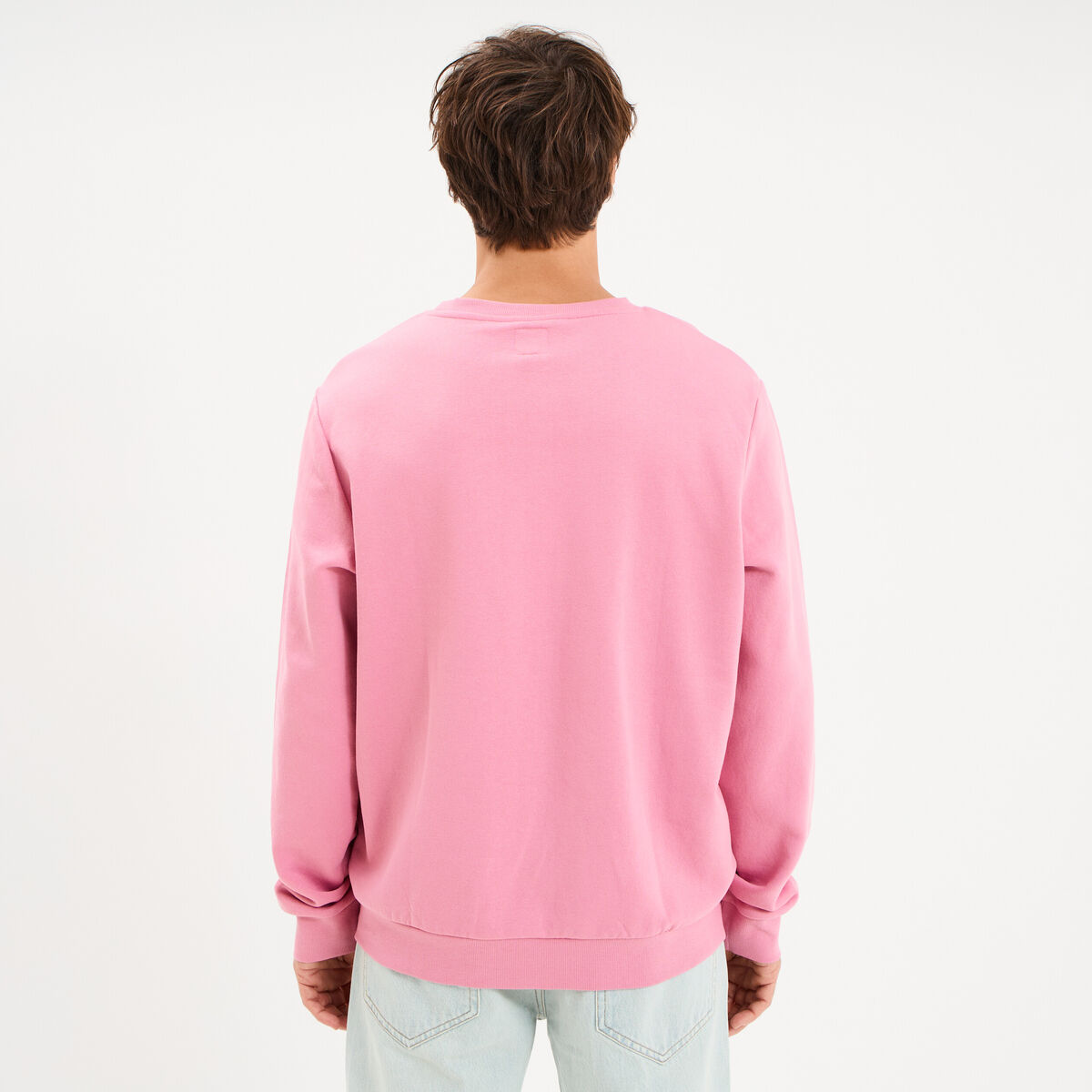 Sweat molleton col rond rose homme