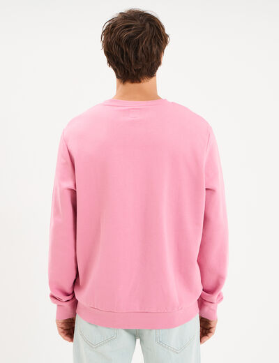 Sweat molleton col rond rose homme