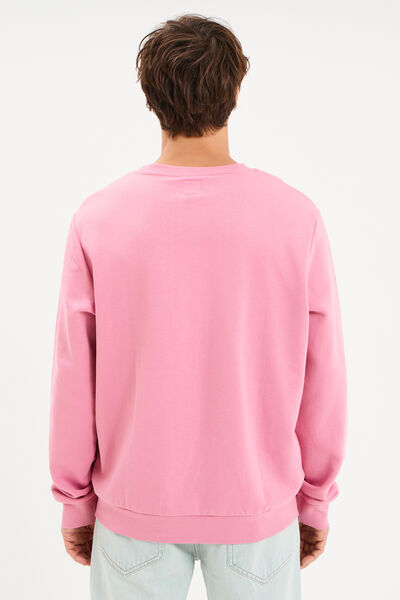 Sweat molleton col rond rose homme