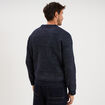 Pull col rond &agrave; manches longues bleu fonc&eacute; homme