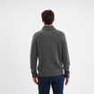 Pull col montant boutonn&eacute; et torsades gris fonc&eacute; homme