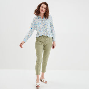 Chemise manches longues col mao multicolore femme