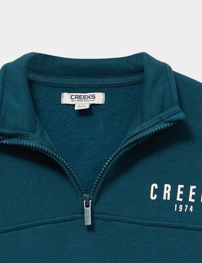 Sweat col camionneur avec poches bleu canard gar&ccedil;on