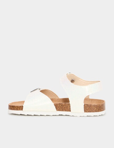 Sandales plates avec boucles blanc fille