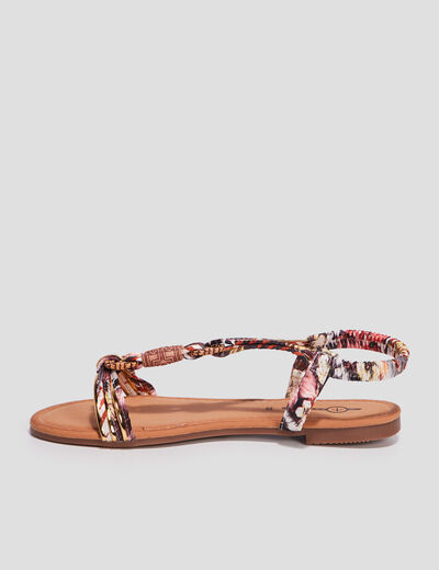 Sandales foulard bout rond &eacute;lastiqu&eacute;es multicolore femme